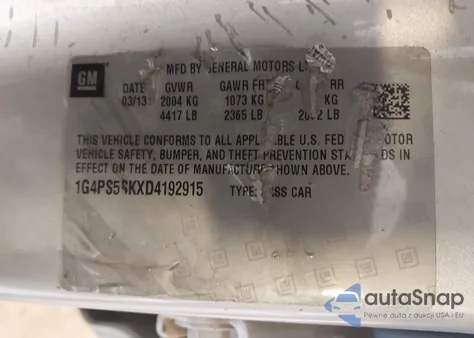 2013 Buick Verano Leather Group z USA, uszkodzony, nr VIN 1G4PS5SKXD4192915